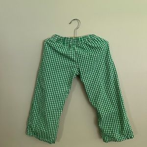 green gingham pants